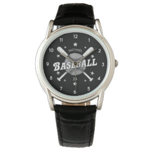 Trendy Personalised Baseball Name and Number Watch