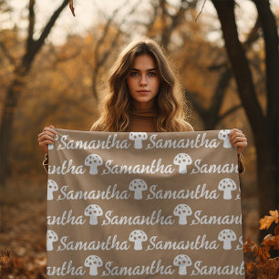 Trendy Personalised Calligraphy Name Mushroom  Fleece Blanket