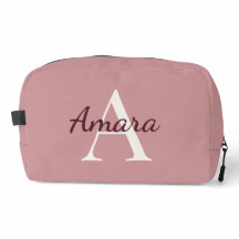 Trendy Personalised Dopp Kit | Tea Rose Pink