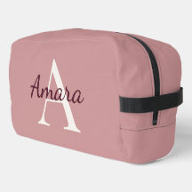 Trendy Personalised Dopp Kit | Tea Rose Pink