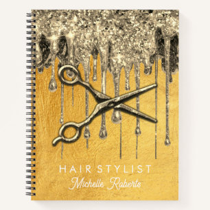 Trendy Personalised Gold Glitter Hairstylis      Notebook