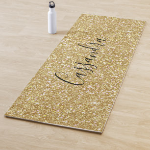 Trendy Personalised Gold Glitter Yoga Mat