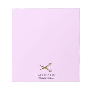 Trendy Personalised Gold Scissors Hair Salon Notepad