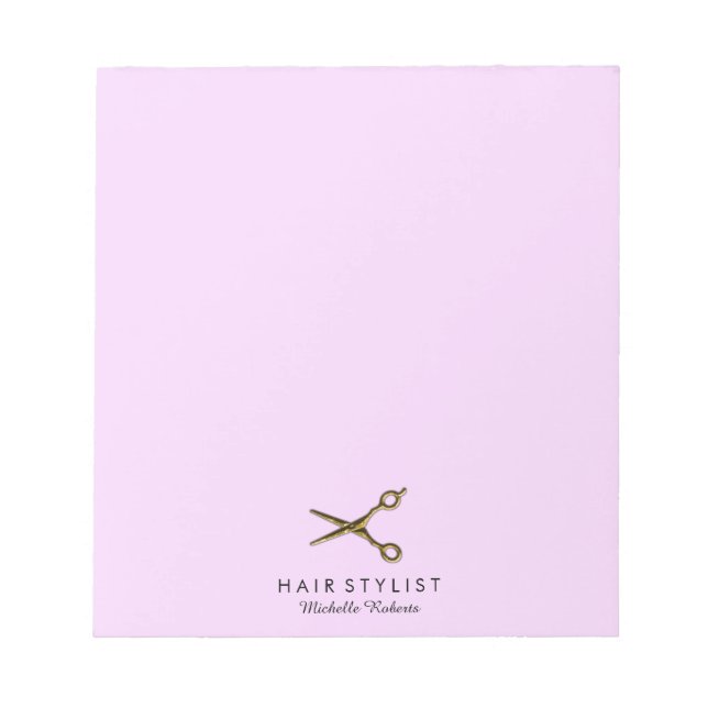 Trendy Personalised Gold Scissors Hair Salon  Notepad (Front)