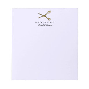 Trendy Personalised Gold Scissors Hair Salon Notepad