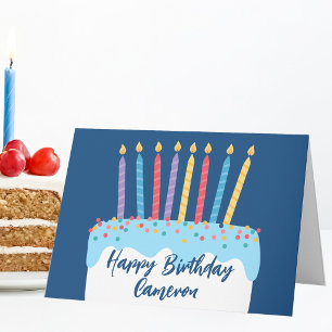 Trendy Personalised Happy Birthday Cake Card
