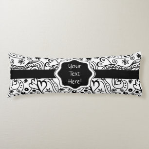 Trendy Personalised Hearts and Love Doodle Pattern Body Cushion