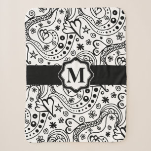 Trendy Personalised Hearts and Love Doodle Pattern Sherpa Blanket