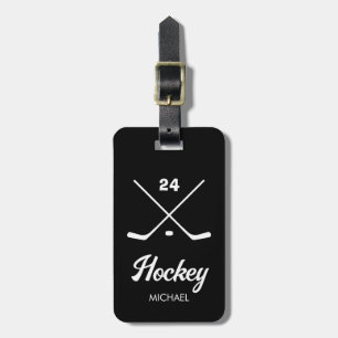 Trendy Personalised Hockey Player Name Number Luggage Tag