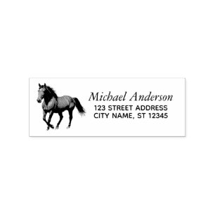 Trendy Personalised Horse Return Address Rubber Stamp