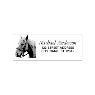 Trendy Personalised Horse Return Address Rubber Stamp