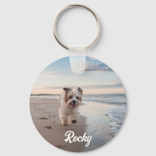 Trendy Personalised Pet Photo and Text Dog Lover Key Ring
