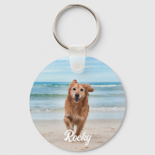 Trendy Personalised Pet Photo and Text Dog Lover   Key Ring