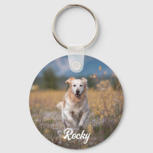 Trendy Personalised Pet Photo and Text Dog Lover Key Ring