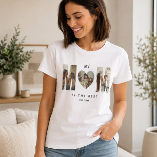 Trendy Personalised Photo MOM Heart T-Shirt