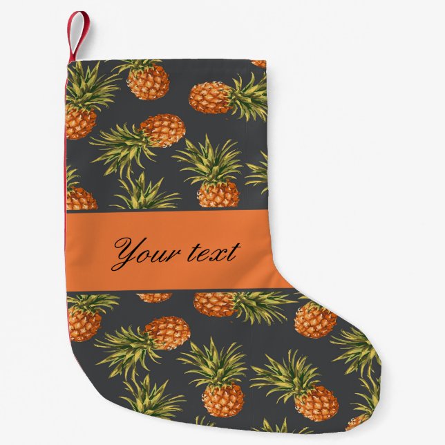 Trendy Personalised Pineapple Small Christmas Stocking (Front)