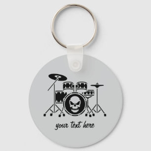 Trendy Personalised skull Drum Set Music Drummer   Key Ring