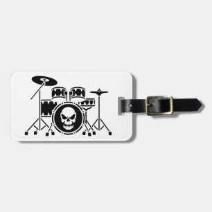 Trendy Personalised skull Drum Set Music Drummer Luggage Tag