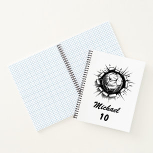 Trendy Personalised Soccer Football Name & Number  Notebook