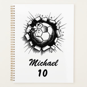 Trendy Personalised Soccer Football Name & Number  Planner