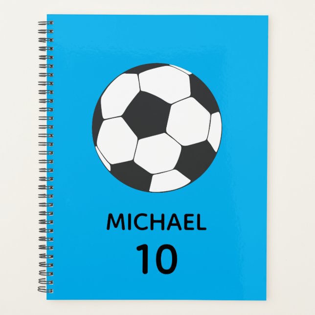 Trendy Personalised Soccer Football Name & Number  Planner (Front)