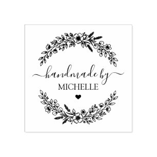 Trendy Personalised Stylish Handmade With Love Rubber Stamp