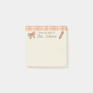 Trendy Personalised Teacher Post-It Notes with Bow