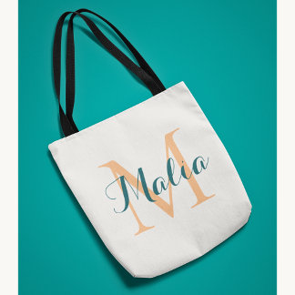 Trendy Personalised Tropical Monogram Summer Beach Tote Bag