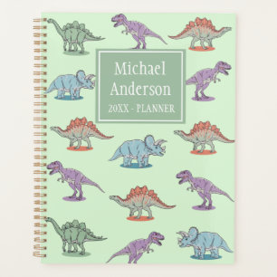 Trendy Personalised watercolor dinosaur pattern P Planner