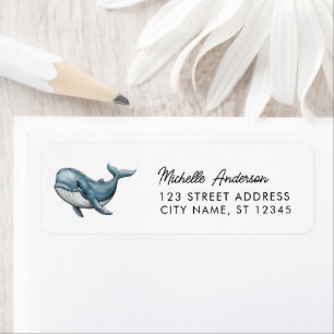 Trendy Personalised Whale Return Address Label