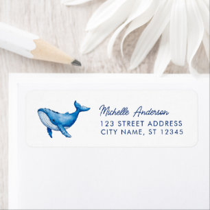 Trendy Personalised Whale Return Address Label