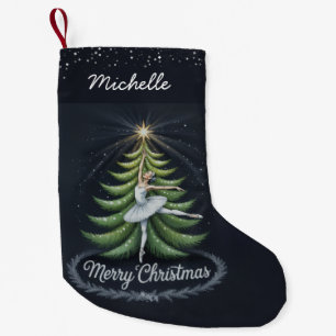 Trendy Personalized Ballerina Christmas Tree  Small Christmas Stocking
