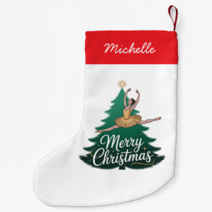 Trendy Personalized Ballerina Christmas Tree Small Christmas Stocking