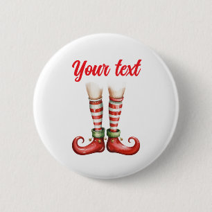 Trendy Personalized Christmas Holiday Elf Feet 6 Cm Round Badge
