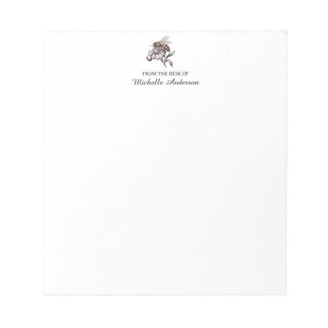 Trendy Personalized From the Desk of Honey Bee     Notepad (Front)