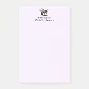 Trendy Personalized From the Desk of Honey Bee Post-it Notes