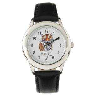 Trendy Personalized Name Cute Jungle Tiger Watch