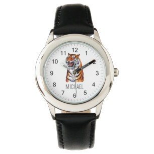 Trendy Personalized Name Cute Jungle Tiger Watch