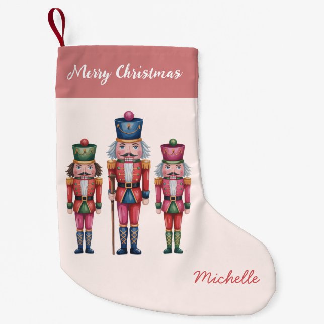 Trendy  Personalized Nutcracker Merry Christmas    Small Christmas Stocking (Front)