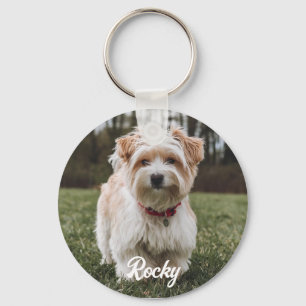 Trendy Personalized Pet Photo and Text Dog Lover Key Ring