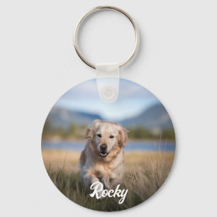 Trendy Personalized Pet Photo and Text Dog Lover Key Ring