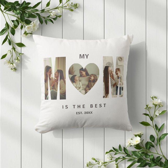 Trendy Personalized Photo MOM Heart Pillow (Creator Uploaded)