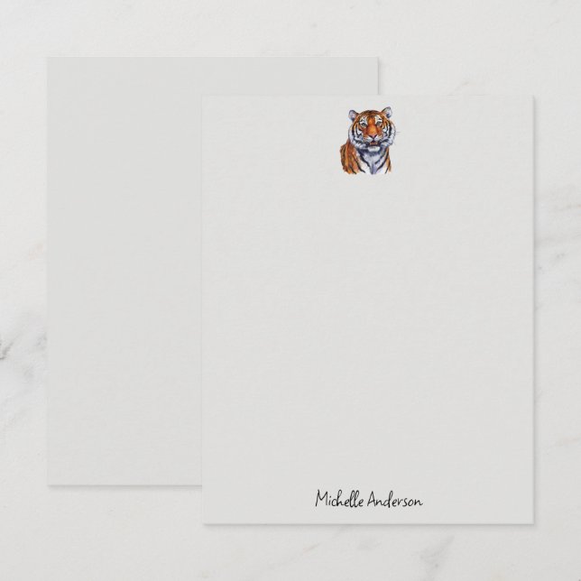 Trendy Personalized Tiger Stationery  Card (Front/Back)