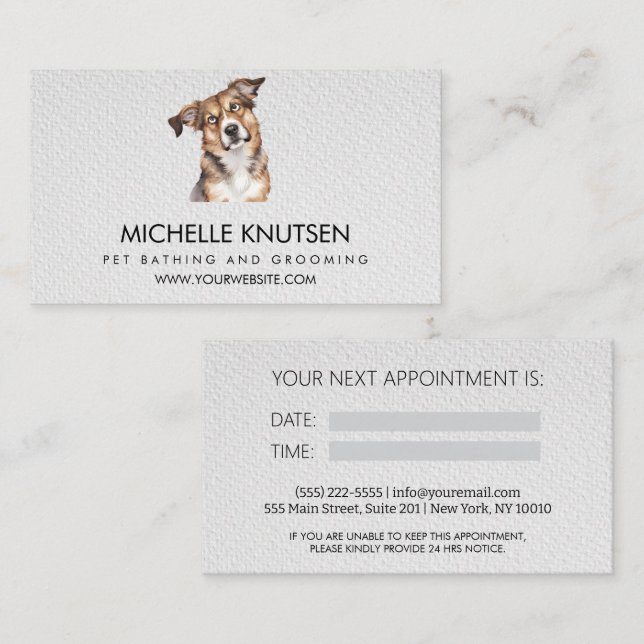 Trendy Pet Bathing and Grooming Appointment Card (Front/Back)