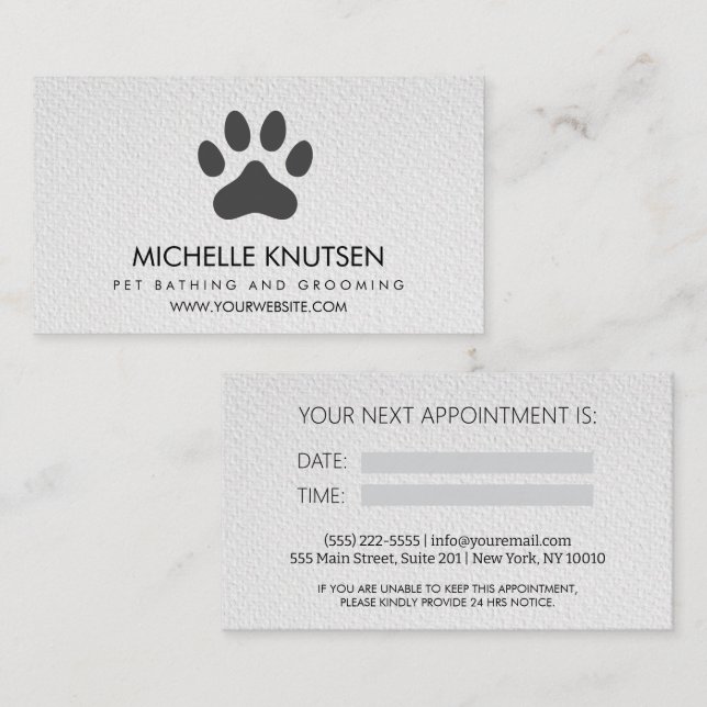 Trendy Pet Bathing and Grooming Appointment Card (Front/Back)