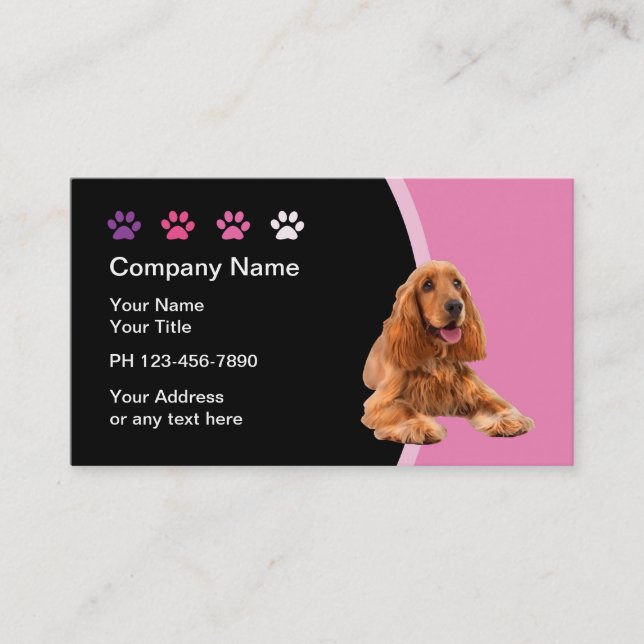 Trendy Pet Care Business Cards (Front)