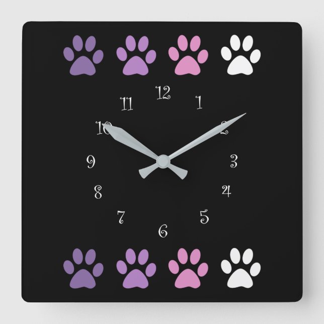 Trendy Pet Dog Paws Wall Clocks (Front)