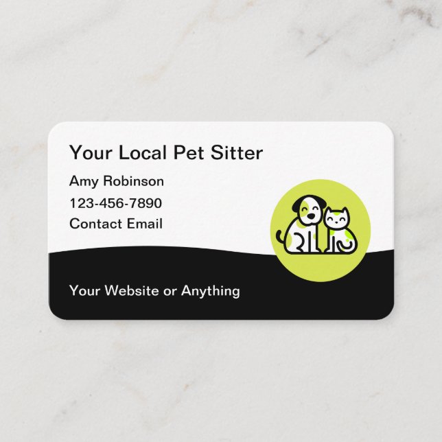 Trendy Pet Sitter Business Cards Design (Front)