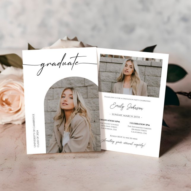 Trendy Photo Chic Graduation Party Invitation (Creator Uploaded)