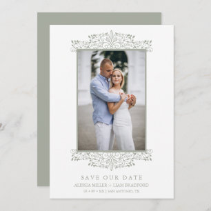 Trendy Photo Chic Ornament Sophisticated Wedding Save The Date
